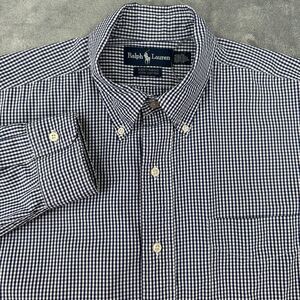 Polo‎ Ralph Lauren Button-Down Shirt Men's Large Blue Plaid Bertrand Preppy Pony